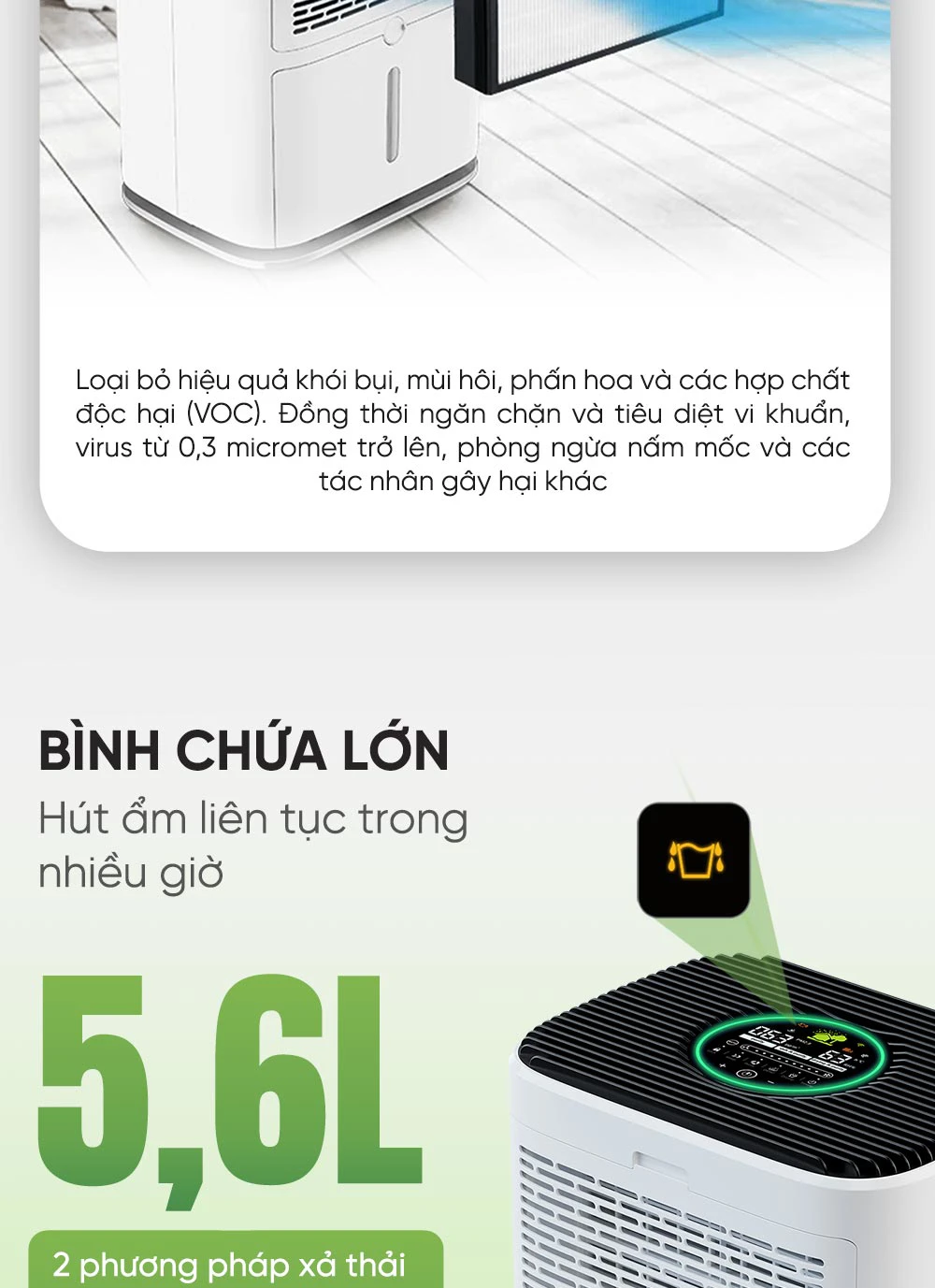 Máy hút ẩm gia đình Habibullet Max Air AHB-3525 45 lít/ngày BH245147 6